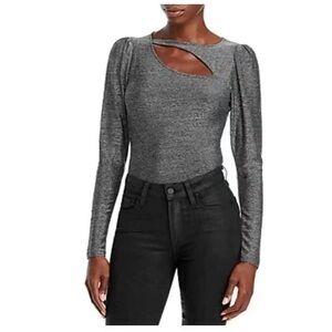 NWT n:Philanthropy Delia Silver Metallic Cutout Long Sleeve Top